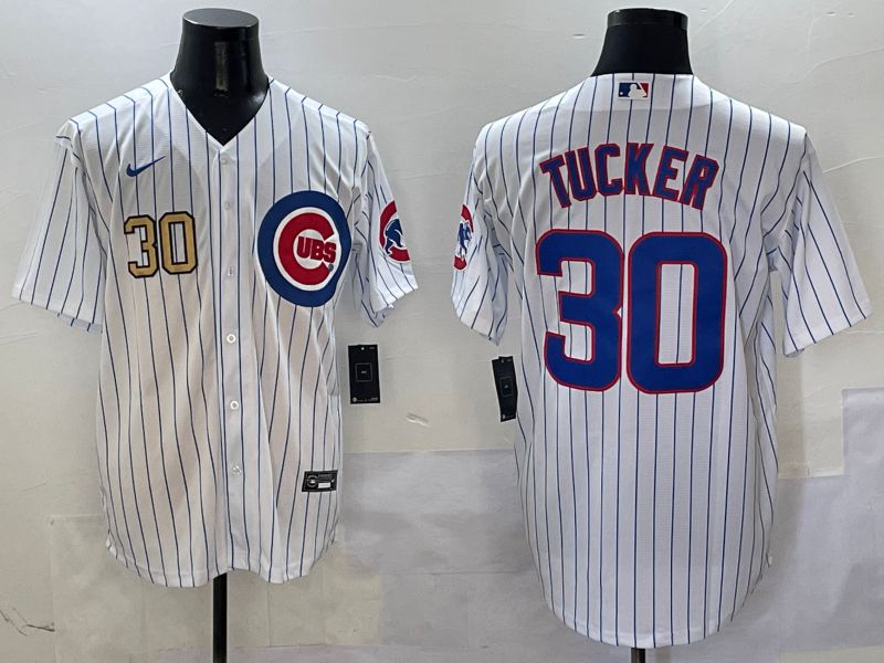 Men Chicago Cubs #30 Tucker White Stripe Game Nike 2025 MLB Jersey style 3->chicago cubs->MLB Jersey